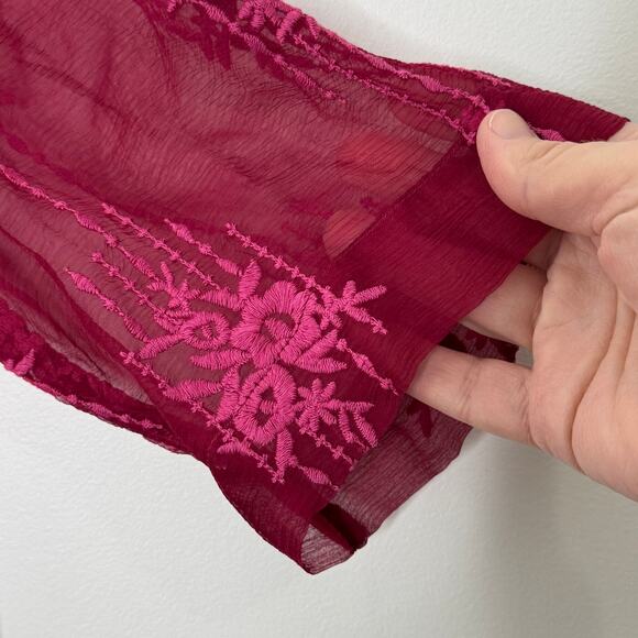 Sundance embroidered sheer sleeve top - Picture 4 of 10